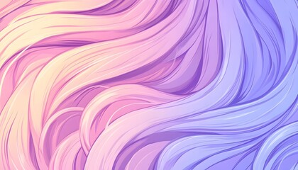 Obraz premium Pastel-colored wavy hair flowing in gradient from peach to lavender