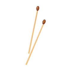 Vector illustration pair of matchsticks isolated on white background.	
