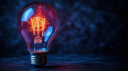 Glowing antique lightbulb, warm hues