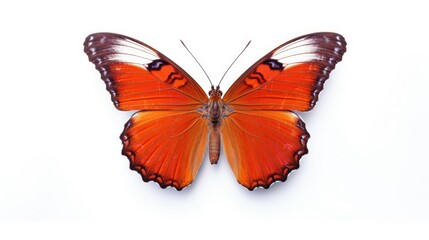 Beautiful Red and Orange Butterfly Isolated on White Background


