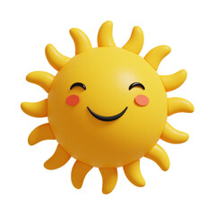 Adorable 3D Sun Character with Cheerful Expression and Yellow Rays