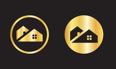 Luxury Golden Real Estate Logo Design – Premium House Icon