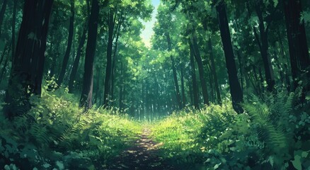 Pixel Art Forest Path Sunlight