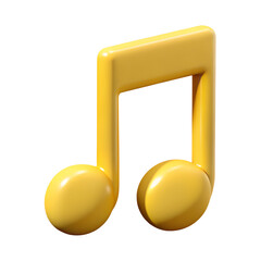 golden music note  sign 3d icon in cartoon plastic style minimal isolated on transparent white background, clipping path