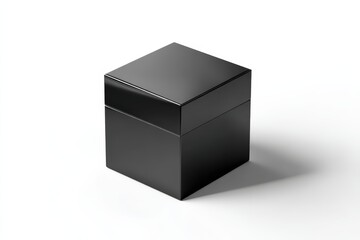 Sleek black cube with matte finish, isolated on white background.