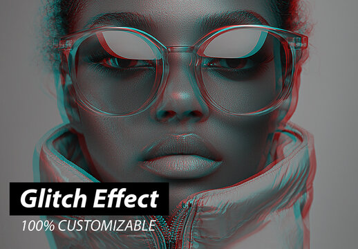 Red And Blue Anaglyph Retro Glitch Image Effect - AI Generated Photos