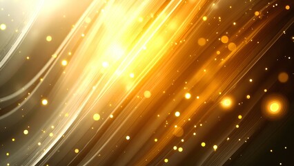 Abstract golden light streaks and glowing particles create a vibrant, dynamic background with a radiant, festive atmosphere.