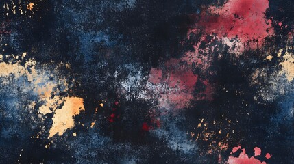 Abstract painting with splatters and color variations.