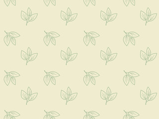 Elegant, minimalist leaf pattern. Subtle sage green sprigs on a soft beige background create a calming, natureinspired design perfect for branding, websites, packaging, or textile projects.