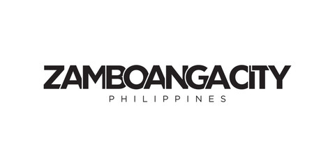 Zamboanga City in the Philippines emblem. The design features a geometric style, vector illustration with bold typography in a modern font. The graphic slogan lettering.