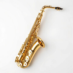 Fototapeta premium Golden saxophone on white background