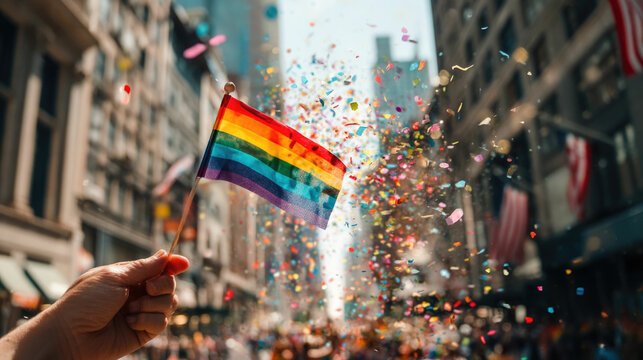 Pride Parade Rainbow Flag NYC City Street Celebration