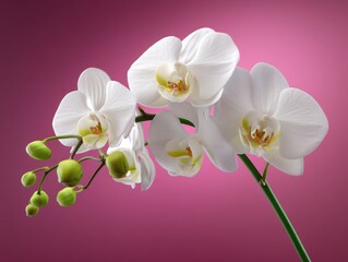 Obraz premium Elegant white orchids with a vibrant backdrop