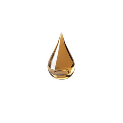 Single Drop of Golden Liquid, Isolated on White Background
