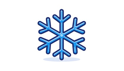 A stylized blue snowflake icon, simple and clean design, on a white background