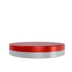 3d render red and white podium. promotional product display on indonesian independence day