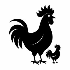 rooster  and hen isolated on a white background