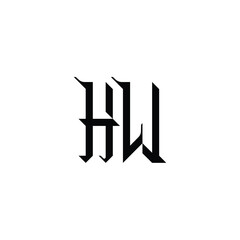 HW monogram logo design letter text name symbol monochrome logotype alphabet character simple logo