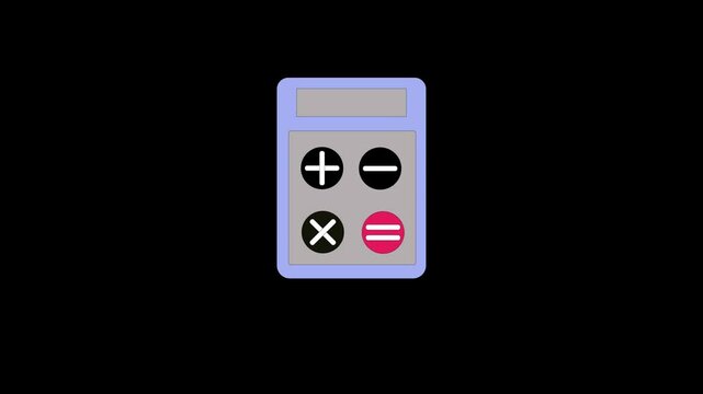 Icons represent calculation, finance, education, basic mathematics.Blue Calculator Icon with Animatio