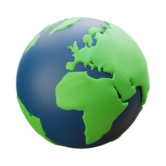 Eco-Friendly 3D Earth Globe with Geometric Green Landmasses and Blue Oceans