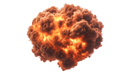Fiery Explosion on White Background for Visual Impact and Design Projects
