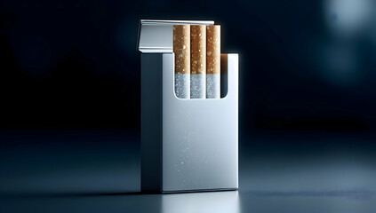 A close-up view of an open cigarette pack displaying lit and unlit cigarettes, emphasizing themes of smoking, health risks, and social acceptance.