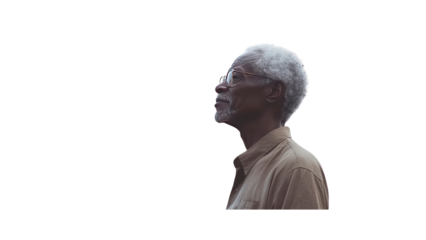 Hopeful Senior Man Looking Upward, Profile View