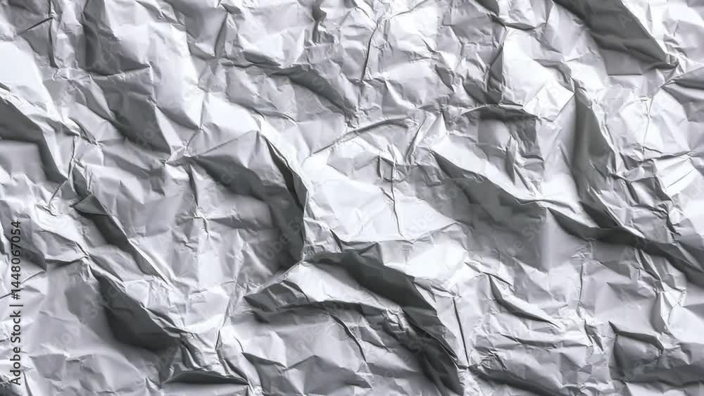 Poster dynamic transformation of crumpled silver paper textures in continuous motion