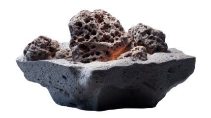 Serene Stone Composition: An artistically arranged display of textured stones exudes a minimalist vibe, featuring an interplay of shadows, lending a sense of calm. 