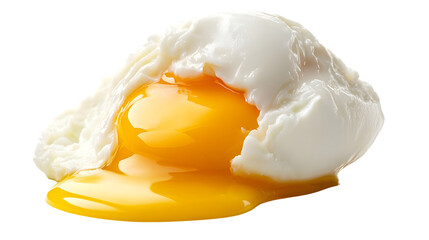Fresh Poached Egg on White Background - High-Quality Isolated Food Photo