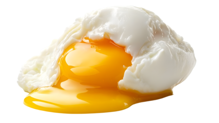 Fresh Poached Egg on White Background - High-Quality Isolated Food Photo