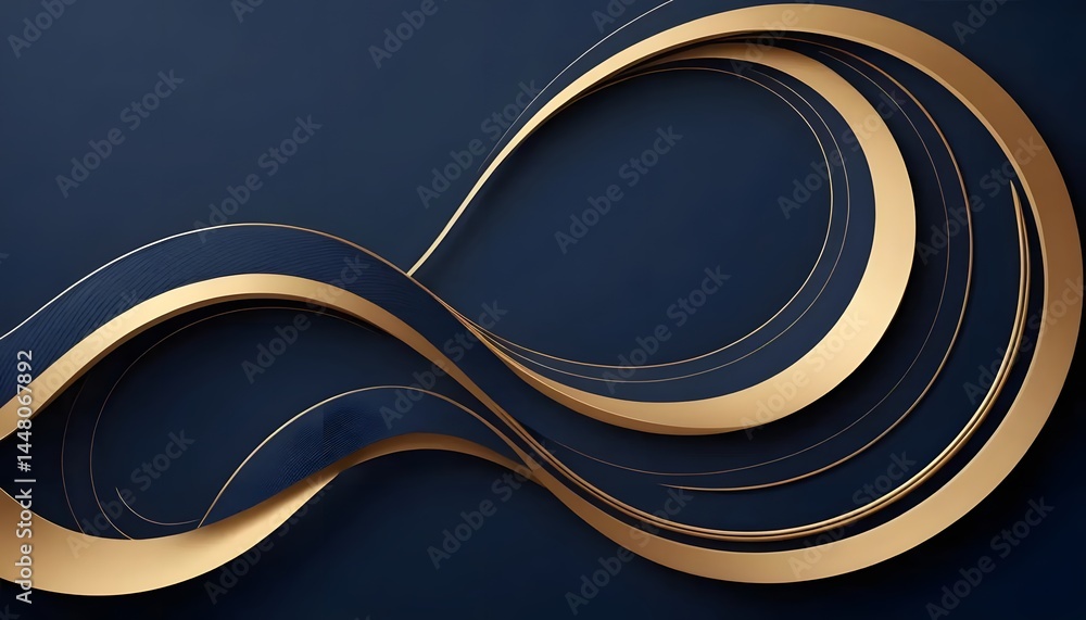 Aufkleber abstract background with gold curves on a dark blue surface creating a modern elegant design style