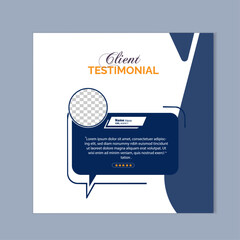 Client Testimonial Design.Modern client testimonial or creative customer feedback social media post design, square web banner template layout design.