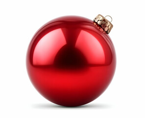 A shiny red Christmas ornament with a decorative top. Perfect for festive season decorations, bringing warmth and cheer to any holiday setting.