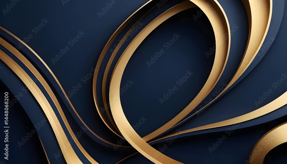 Aufkleber abstract background with golden curved lines on a dark blue surface creating a modern design