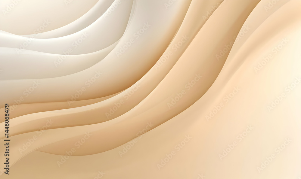 Poster a smooth and flowing abstract background in soft beige and white hues, perfect for creating a calm, 