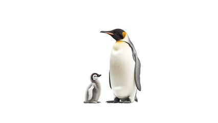 Fototapeta premium King Penguin with Chick - Antarctic Wildlife, Parent and Offspring