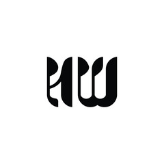HW monogram logo design letter text name symbol monochrome logotype alphabet character simple logo