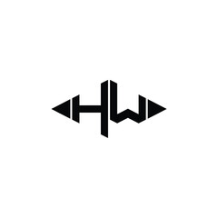 HW monogram logo design letter text name symbol monochrome logotype alphabet character simple logo