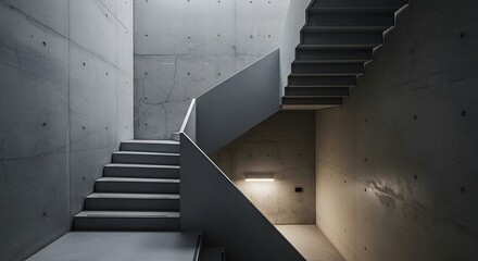 Concrete Staircase Interior with Minimalist Design and Natural Light