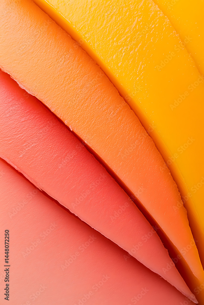 Poster colorful fruit slices form a vibrant gradient. the arrangement showcases textures and hues ranging f