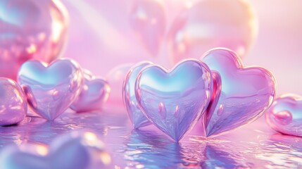 3D heart background with shiny