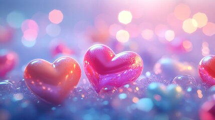  heart background featuring glossy, rounded heart shapes in lollipop-inspired colors