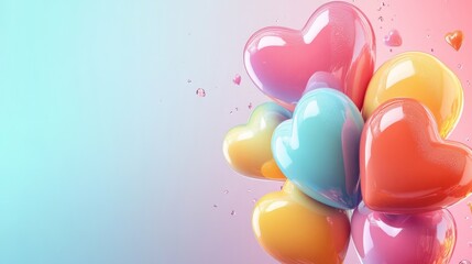 3D cartoon heart background featuring smooth