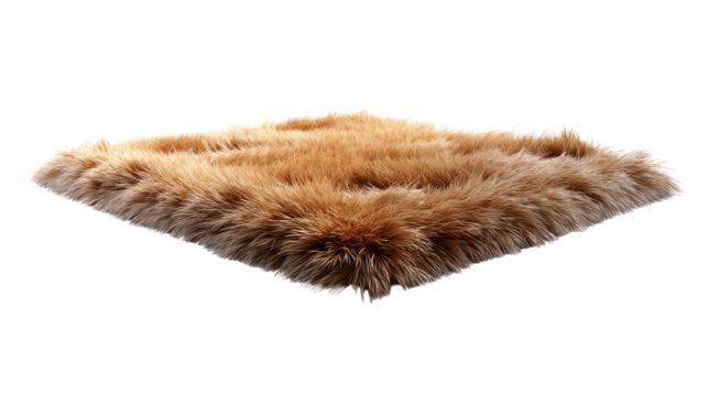 Brown Faux Fur Rug: Luxurious brown faux fur rug with a soft, plush texture. Its rich color and cozy feel add warmth and comfort to any room, perfect for a touch of elegance and softness.  