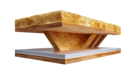 Modern Coffee Table Design:A unique and stylish coffee table crafted from natural wood and featuring a striking yellow stone top.