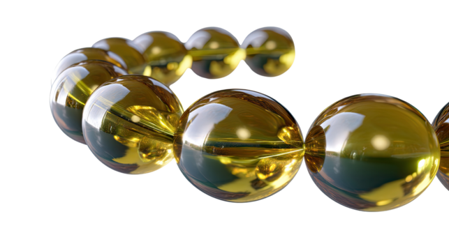 Golden Spheres: A mesmerizing display of luminous, golden spheres arranged in a graceful arc, reflecting light and creating a sense of elegant simplicity.