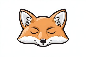 Obraz premium A cheerful fox face, eyes closed, smiling gently Orange fur, white underbelly