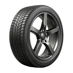 Black wheel and tire isolated on transparent background