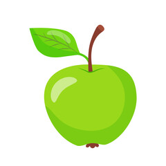 green sweet and tasty apple. Natural fruits, hand drawn.